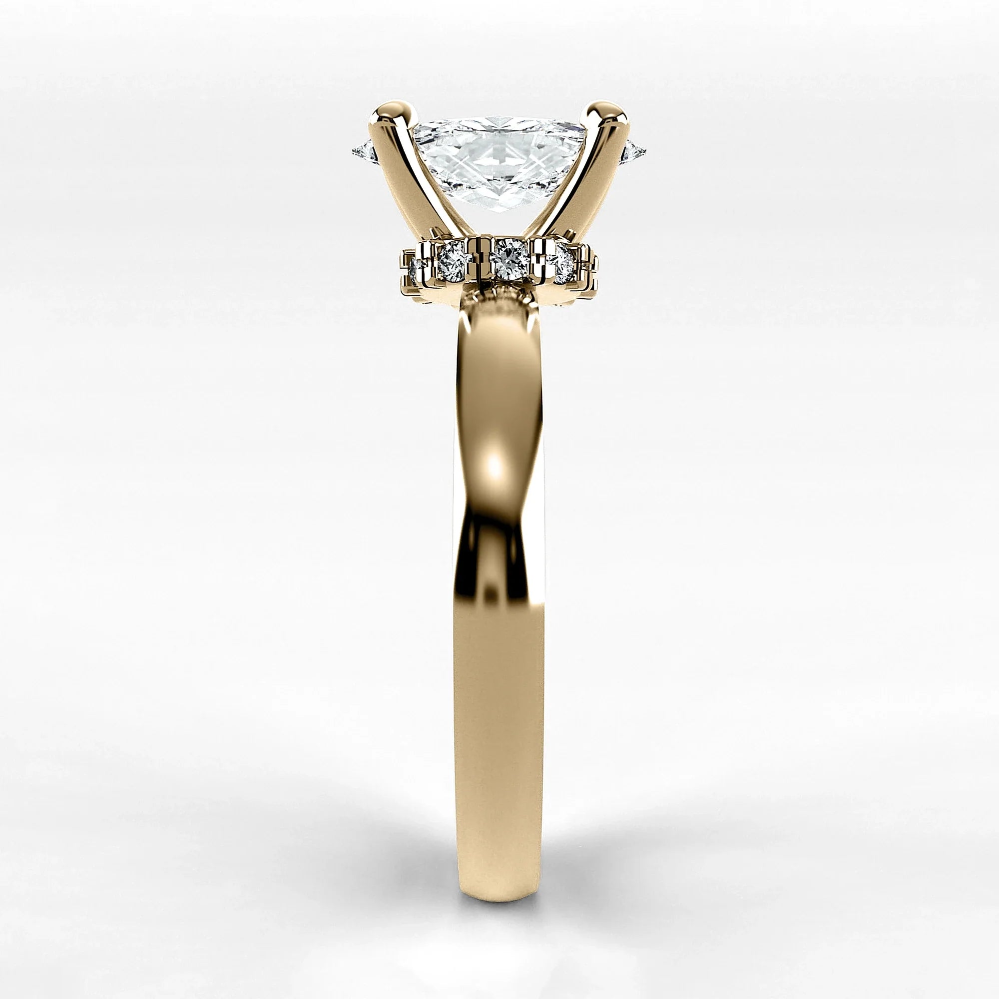 Anillo de Compromiso Radiante - Marquesa en oro amarillo - vista 2