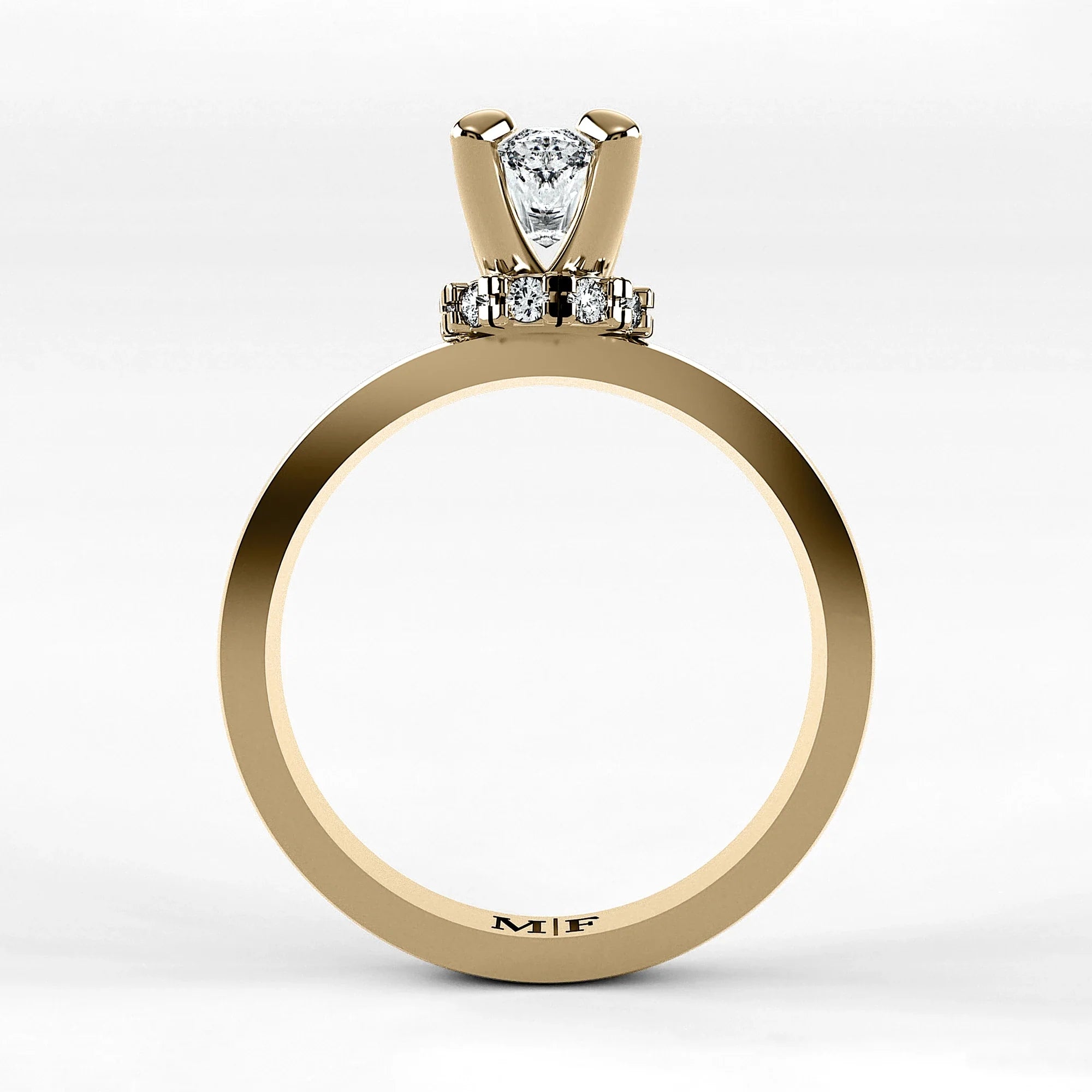 Anillo de Compromiso Radiante - Marquesa en oro amarillo - vista 3
