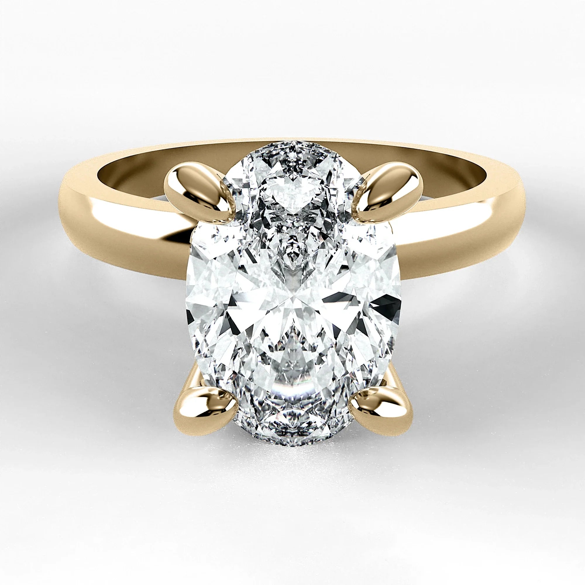 Anillo de Compromiso Radiante - Oval en oro amarillo - vista 1