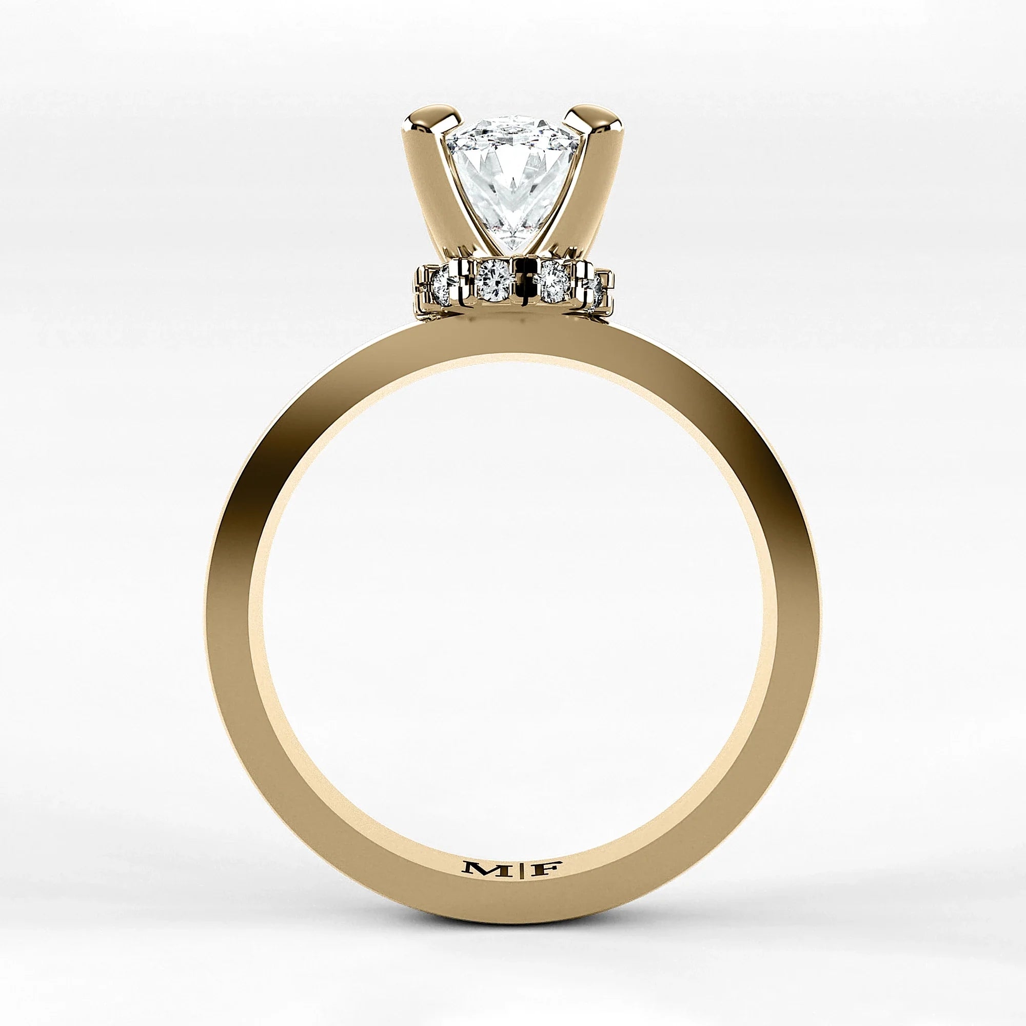 Anillo de Compromiso Radiante - Oval en oro amarillo - vista 3