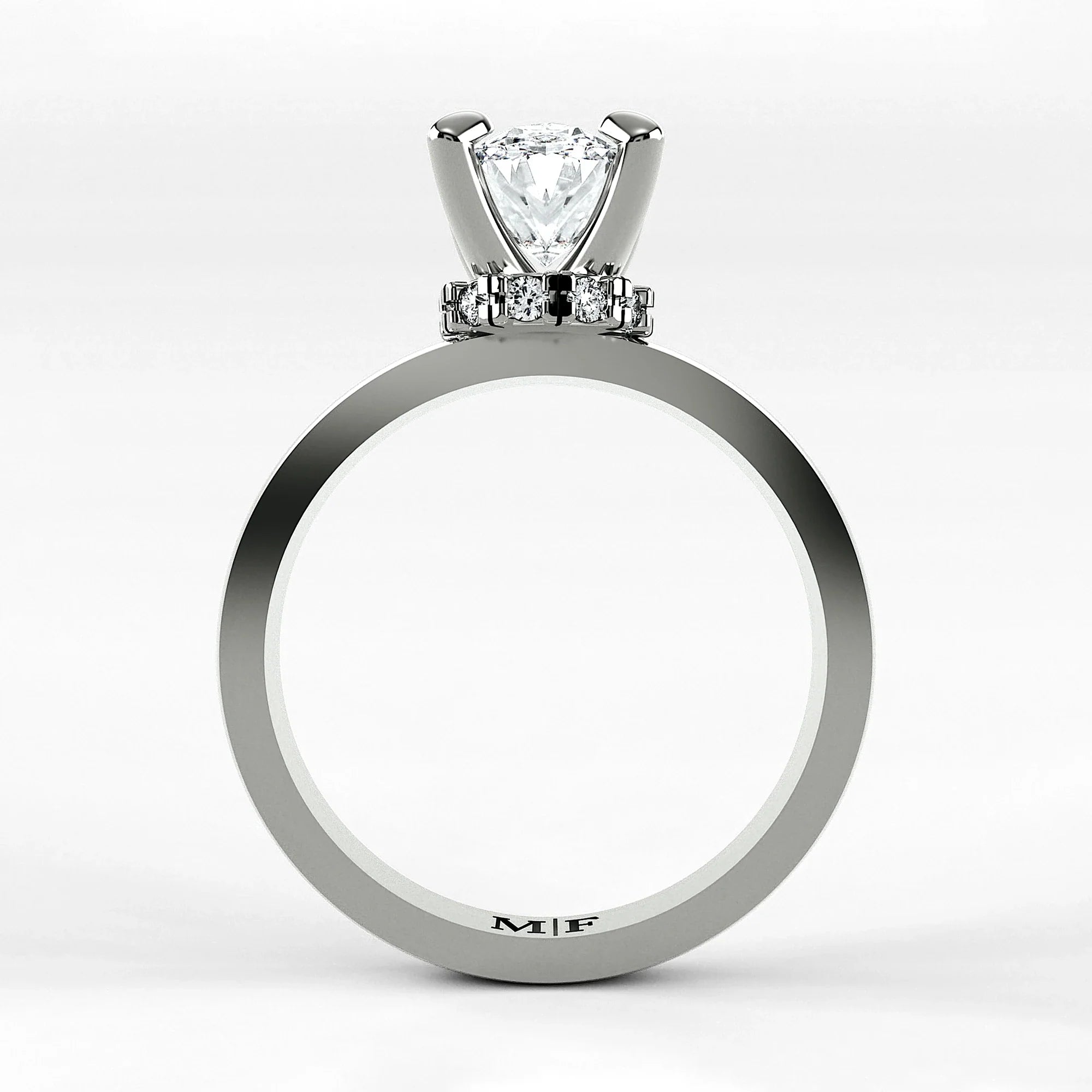Anillo de Compromiso Radiante - Oval en oro blanco - vista 3