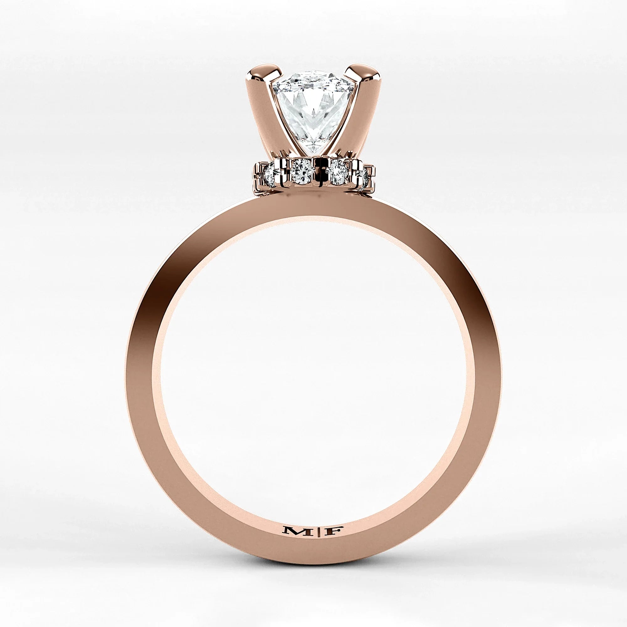 Anillo de Compromiso Radiante - Oval en oro rosa - vista 3
