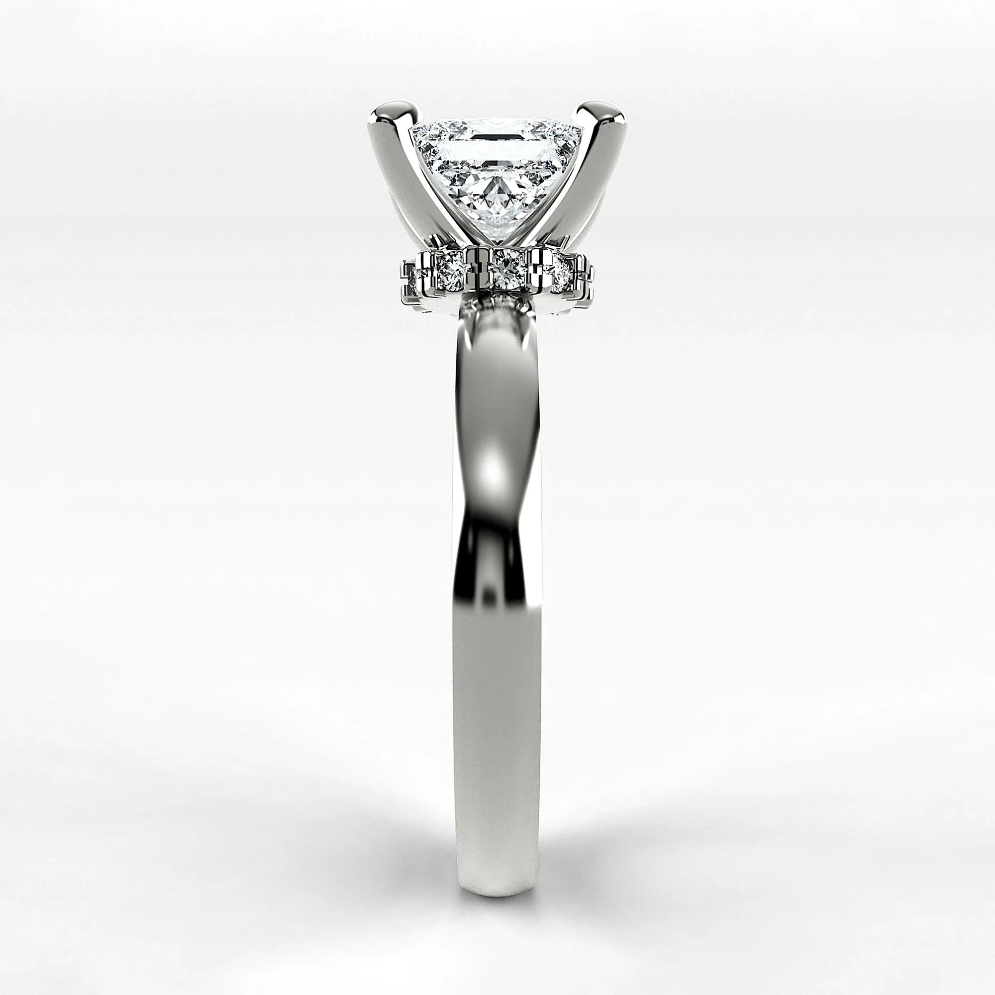 Anillo de Compromiso Radiante - Princess en oro blanco - vista 2