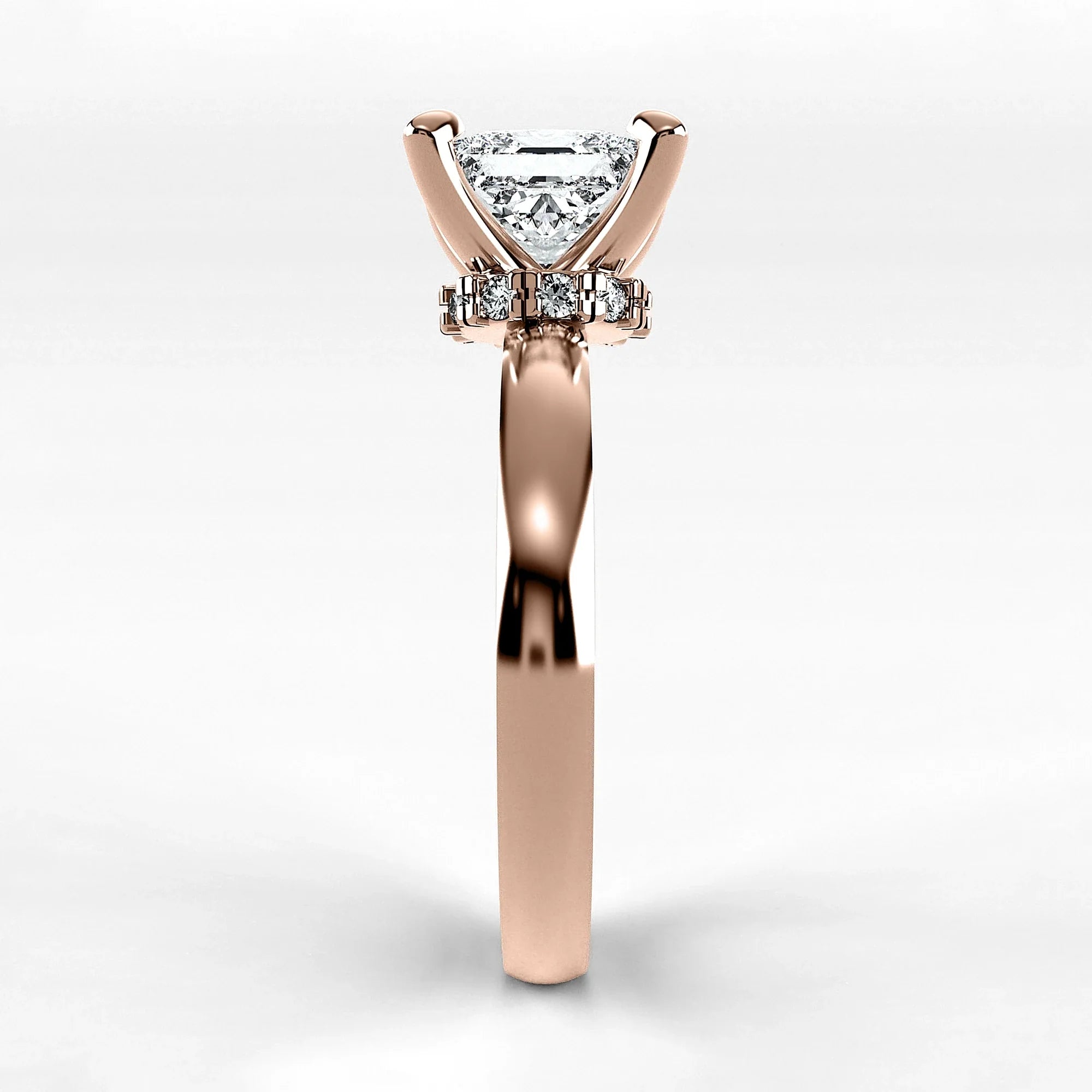 Anillo de Compromiso Radiante - Princess en oro rosa - vista 2
