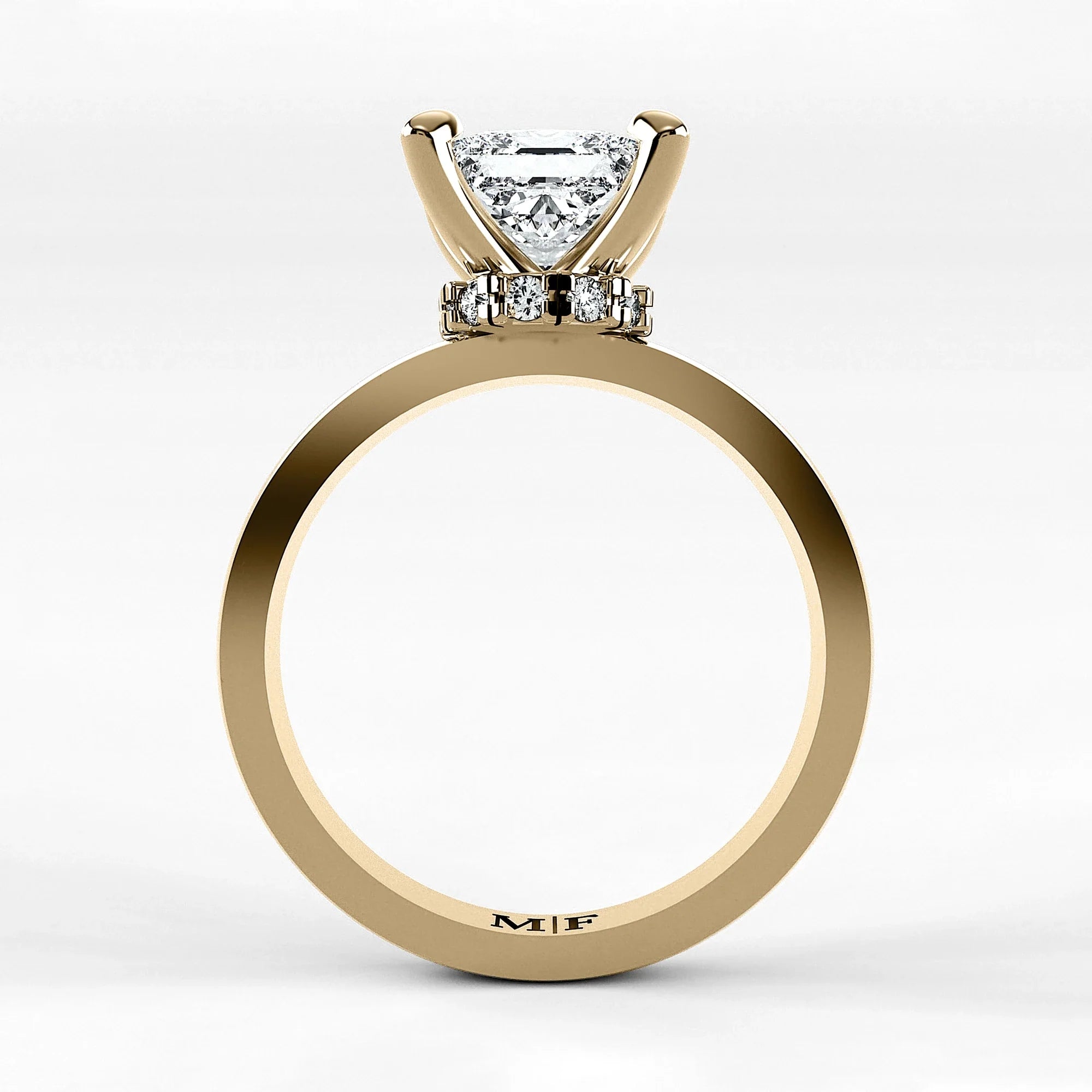 Anillo de Compromiso Radiante - Princess en oro amarillo - vista 3