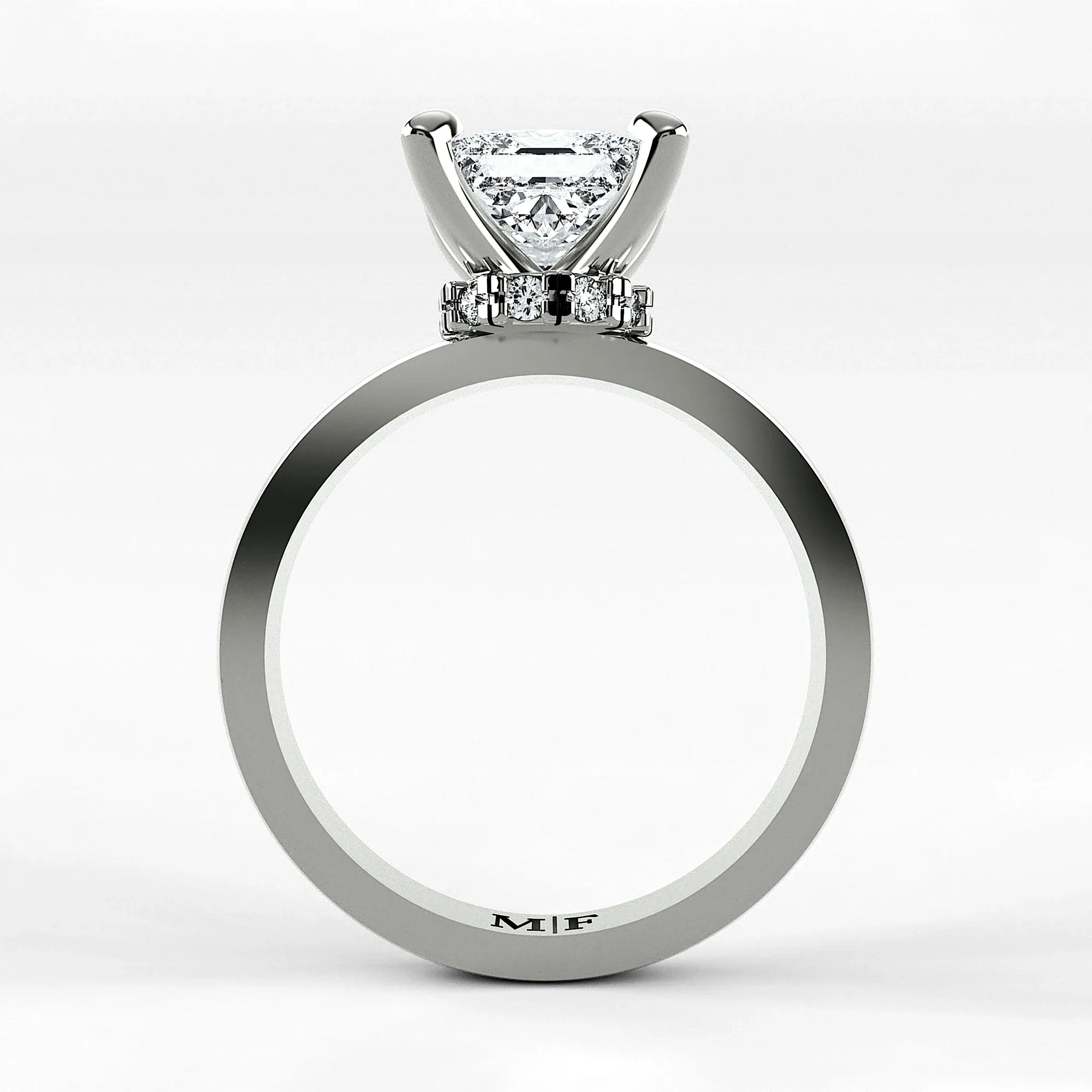 Anillo de Compromiso Radiante - Princess en oro blanco - vista 3