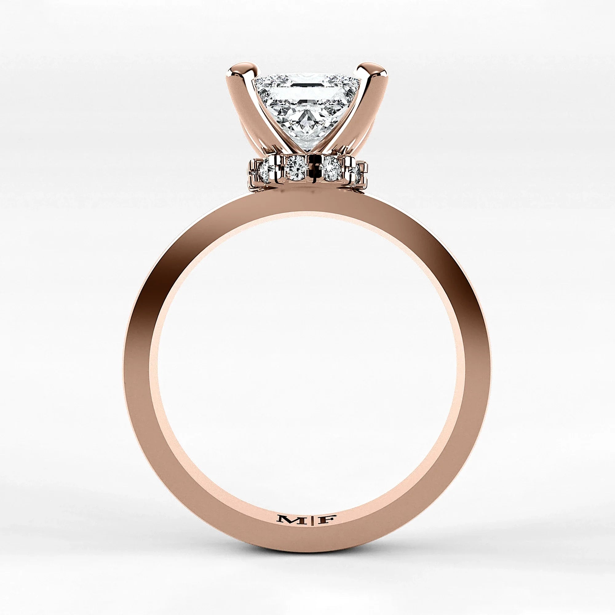 Anillo de Compromiso Radiante - Princess en oro rosa - vista 3