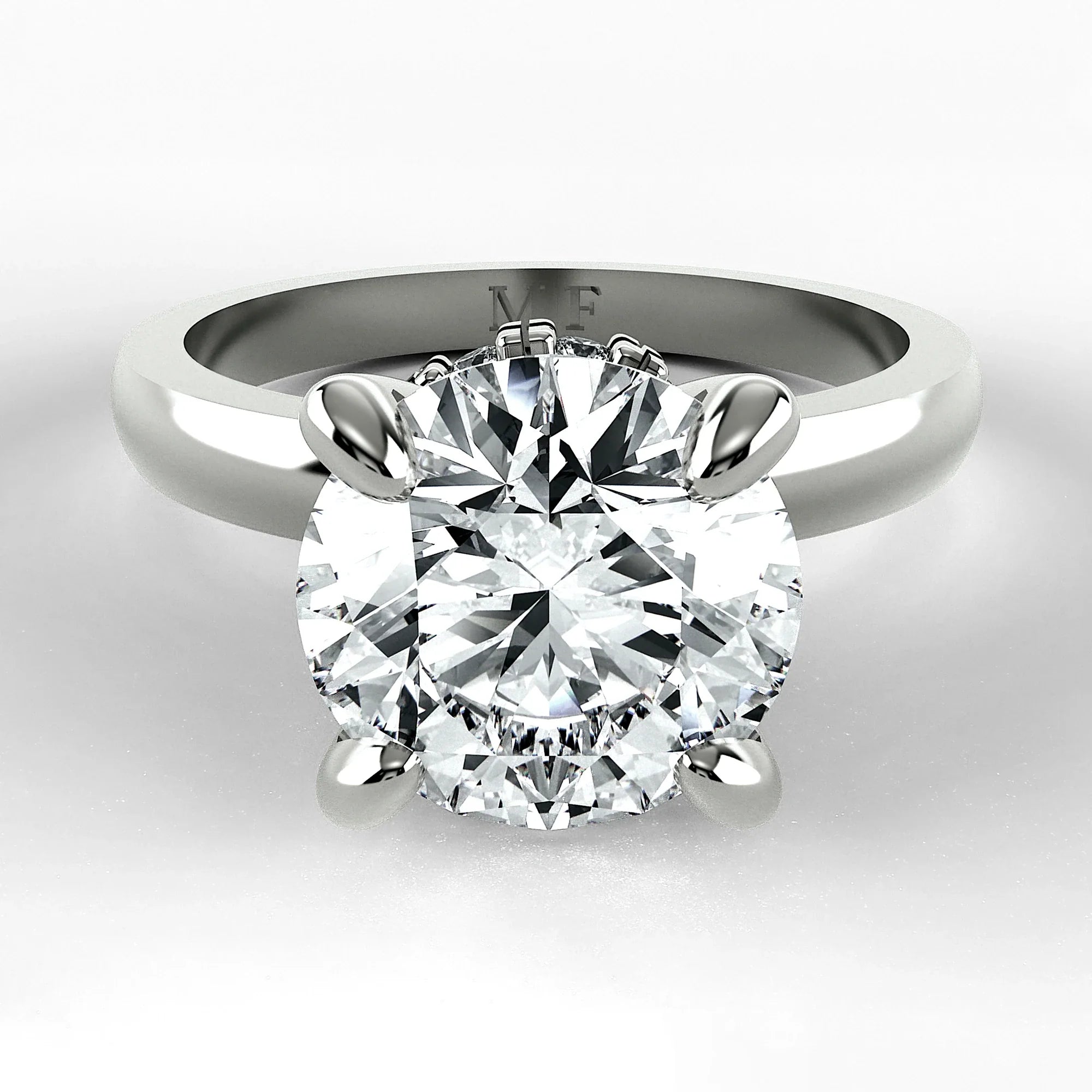Anillo de Compromiso Radiante - Redondo en oro blanco - vista 1