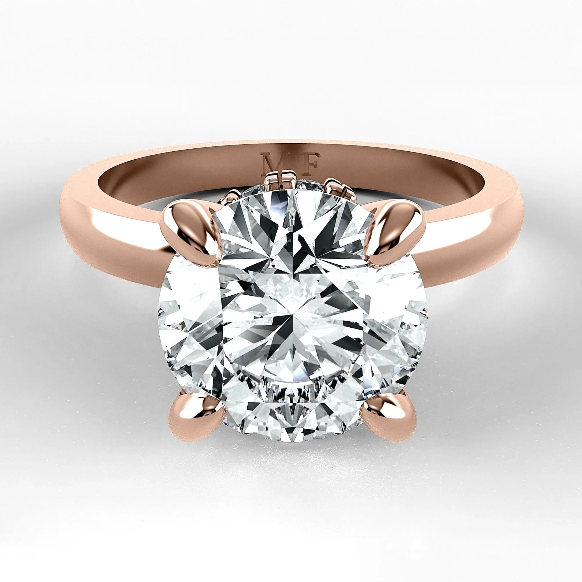 Anillo de Compromiso Radiante - Redondo en oro rosa - vista 1