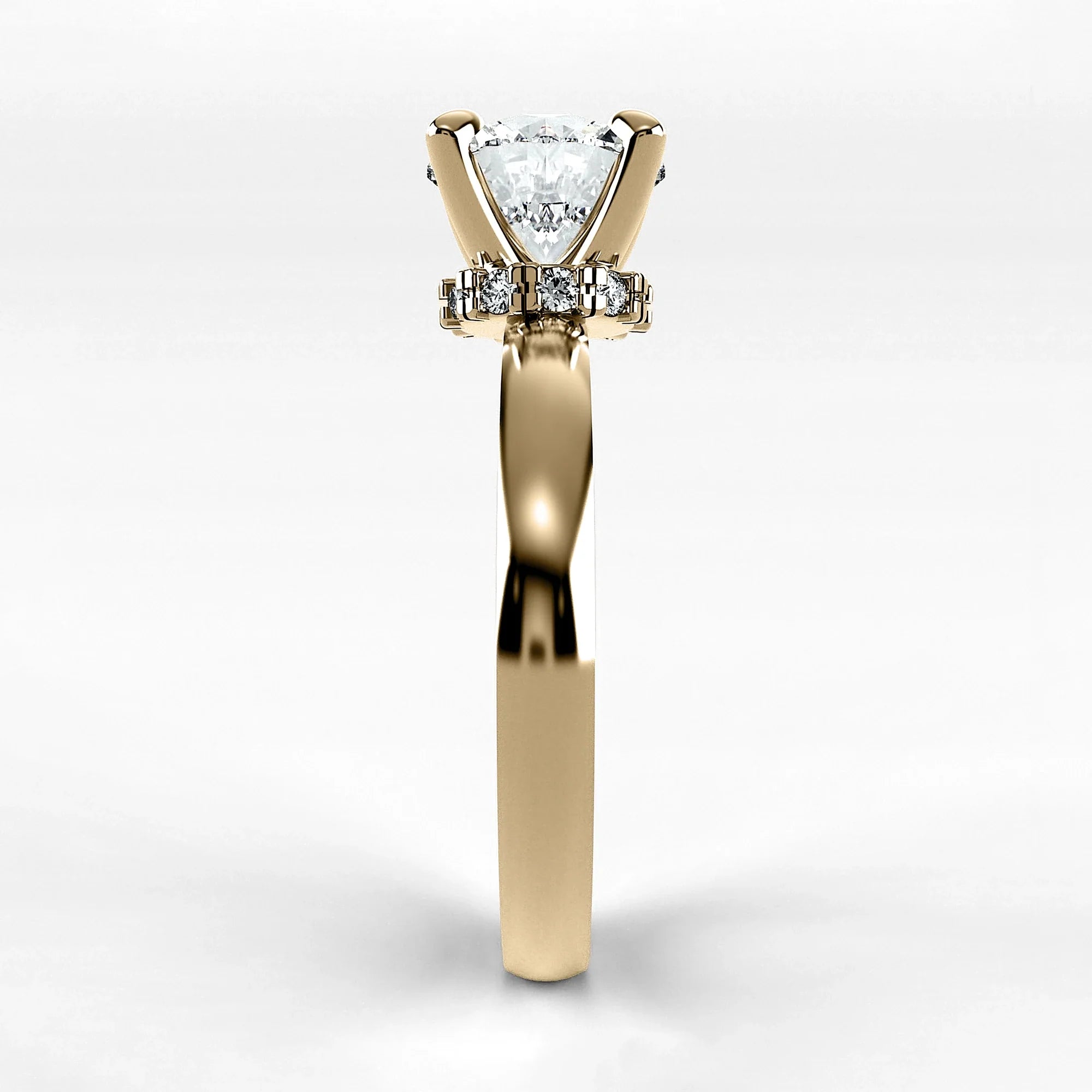 Anillo de Compromiso Radiante - Redondo en oro amarillo - vista 2