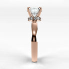 Anillo de Compromiso Radiante - Redondo en oro rosa - vista 2