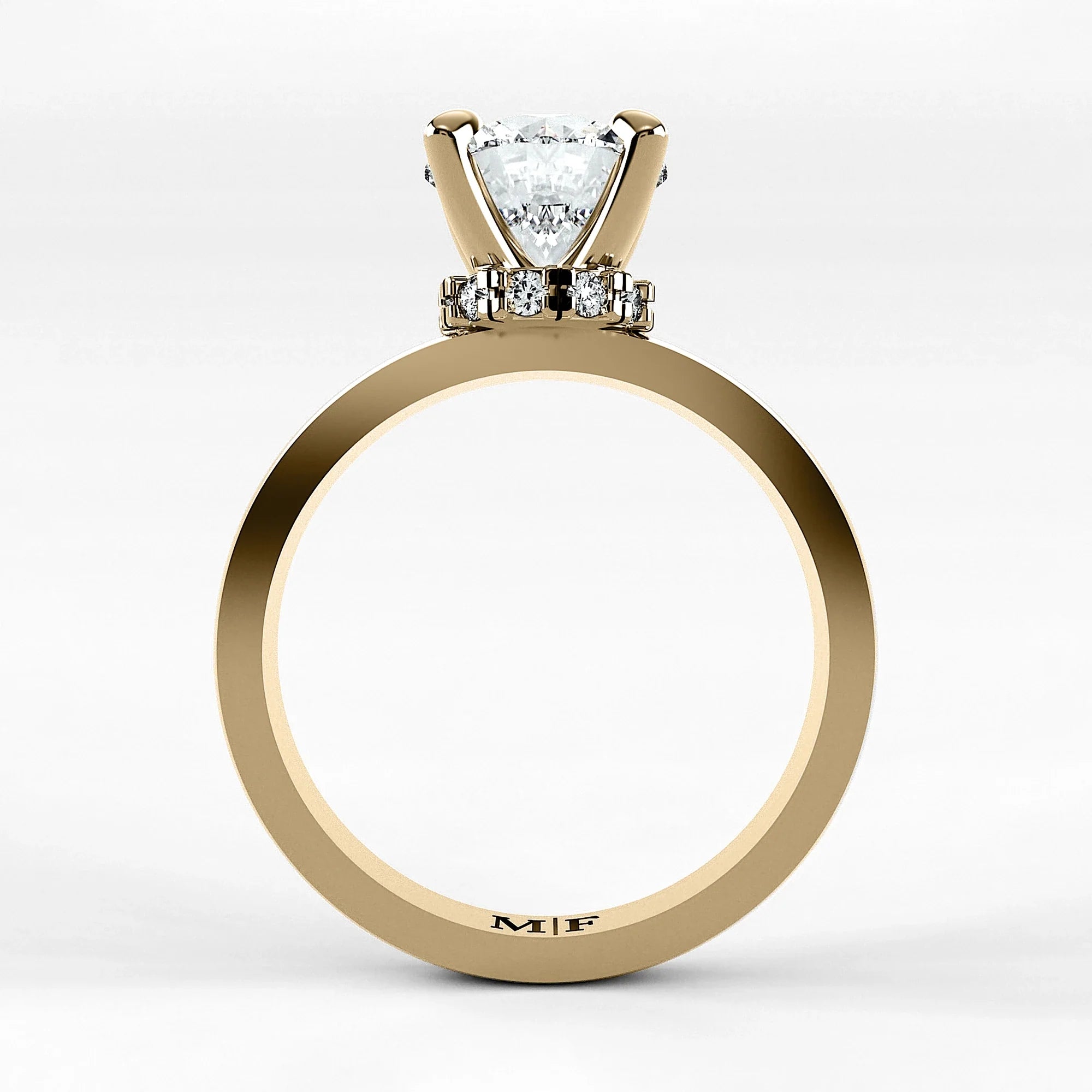Anillo de Compromiso Radiante - Redondo en oro amarillo - vista 3