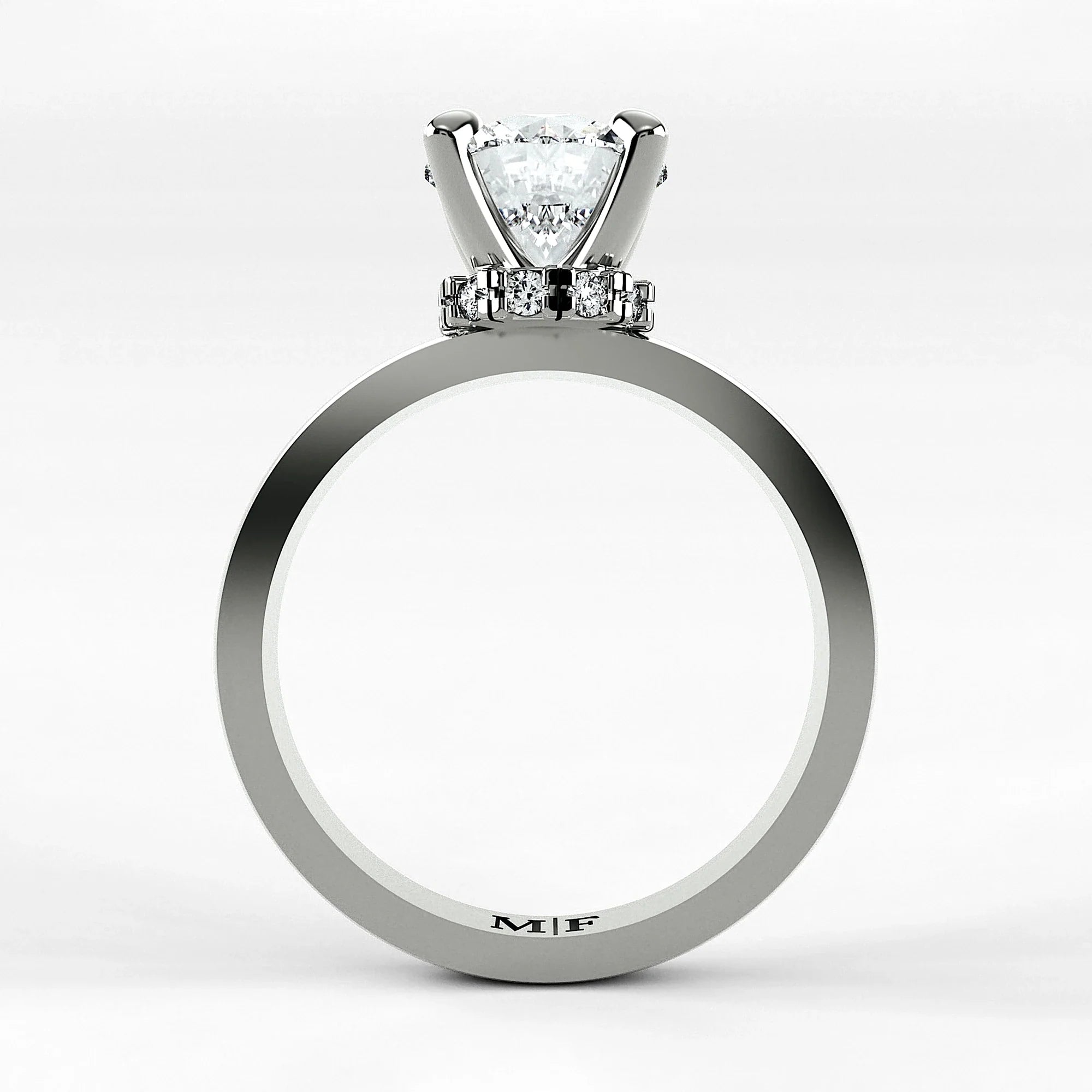 Anillo de Compromiso Radiante - Redondo en oro blanco - vista 3