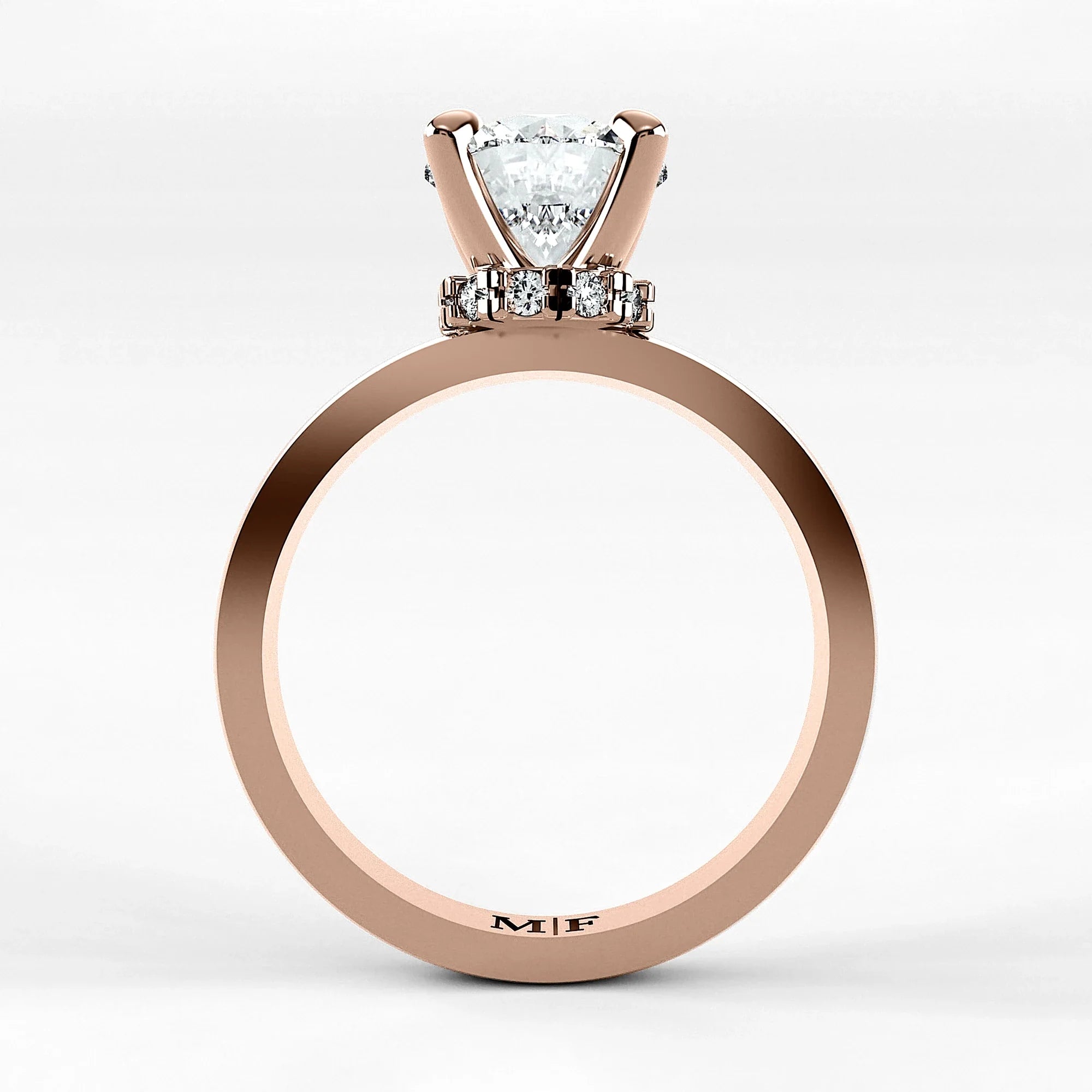 Anillo de Compromiso Radiante - Redondo en oro rosa - vista 3