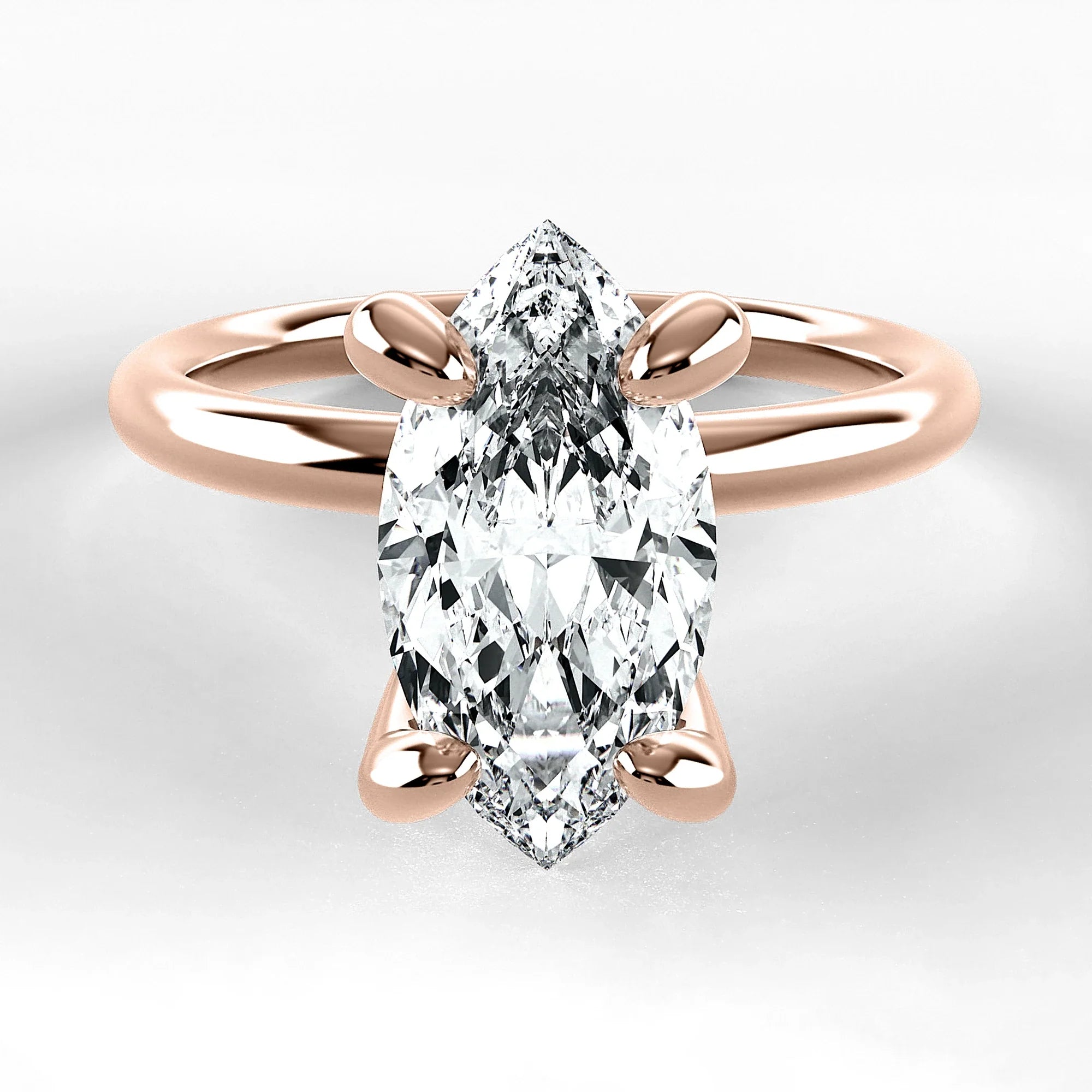 Anillo de Compromiso Esencia - Marquesa en oro rosa - vista 1