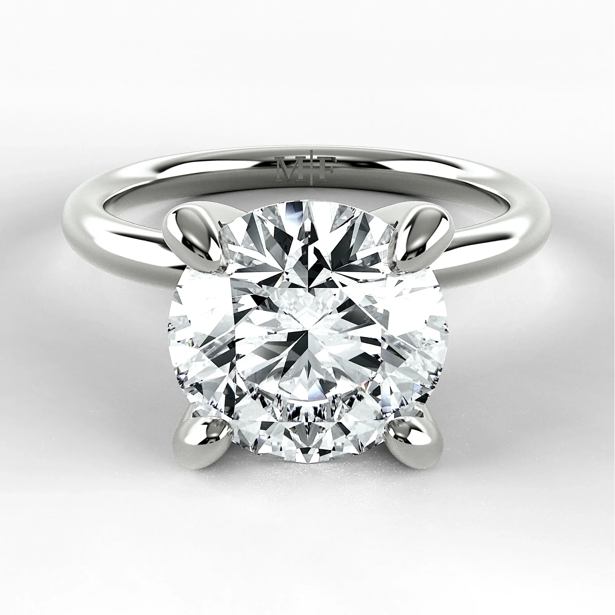 Anillo de Compromiso Esencia - Redondo en oro blanco - vista 1